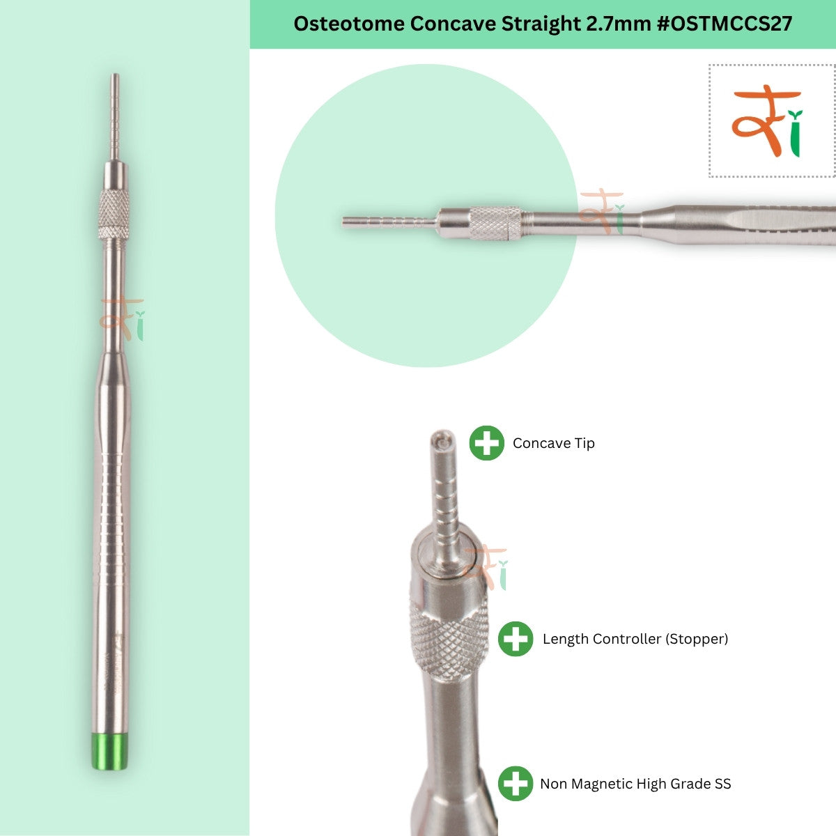 Osteotome Concave Straight Set of 5 Pieces #OSTMCCSK5