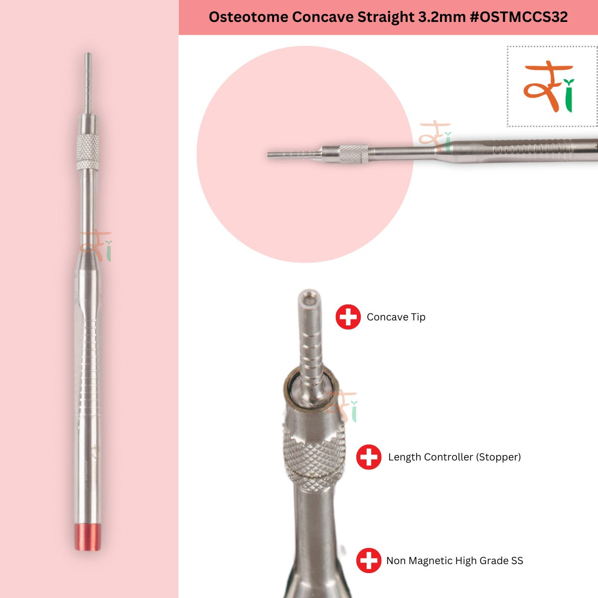 Osteotome Concave Straight Set of 5 Pieces #OSTMCCSK5