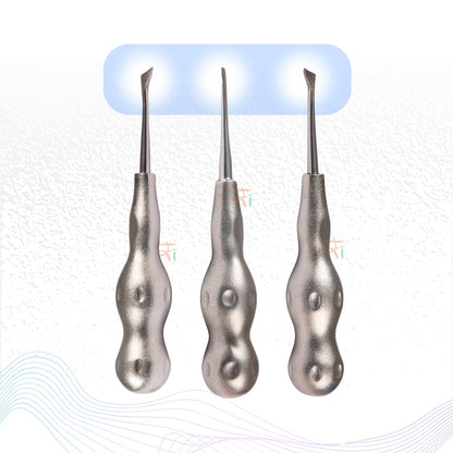 Root Elevator Cryer Set of 3 Pcs – Premium SI-Anatomic Handle Sand-Blasting Pattern #RECRK3PAH