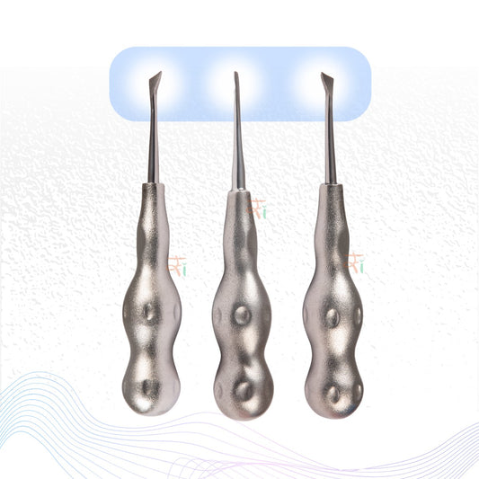 Root Elevator Cryer Set of 3 Pcs – Premium SI-Anatomic Handle Sand-Blasting Pattern #RECRK3PAH