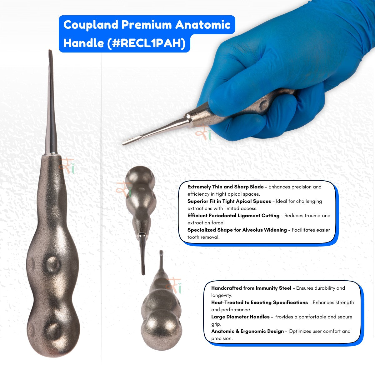 Root Elevator Cryer Set of 3 Pcs – Premium SI-Anatomic Handle Sand-Blasting Pattern #RECRK3PAH