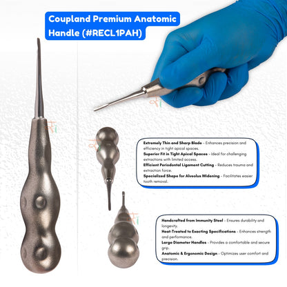 Root Elevator Cryer Set of 3 Pcs – Premium SI-Anatomic Handle Sand-Blasting Pattern #RECRK3PAH