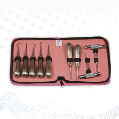 Root Elevators Kit with Crossbar Set of 9 Pcs (Non-Magnetic Handle) #RECBK9