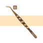 Gold-colored tweezers with 'DLC Gold' label on a beige background