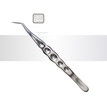 Stainless steel tweezers with a silver finish on a white background