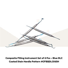 Composite Filling Instrument Set of 6 Pcs – Blue DLC Coated Stain Handle Pattern #CFIB2DLCK6SH