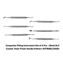 Composite Filling Instrument Set of 6 Pcs – Black DLC Coated  Stain Finish Handle Pattern #CFIB3DLCK6SH