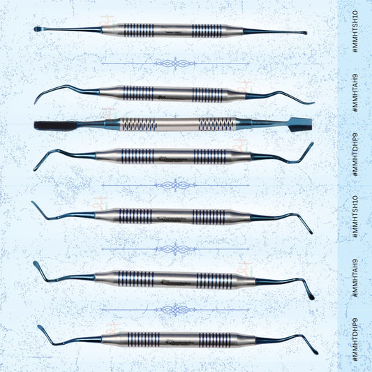 Sinus Lifting Instrument Set – 6 Pcs Blue DLC Coated Tips | Hollow Stain-Finish Ring Handles #SLIBDLCK6