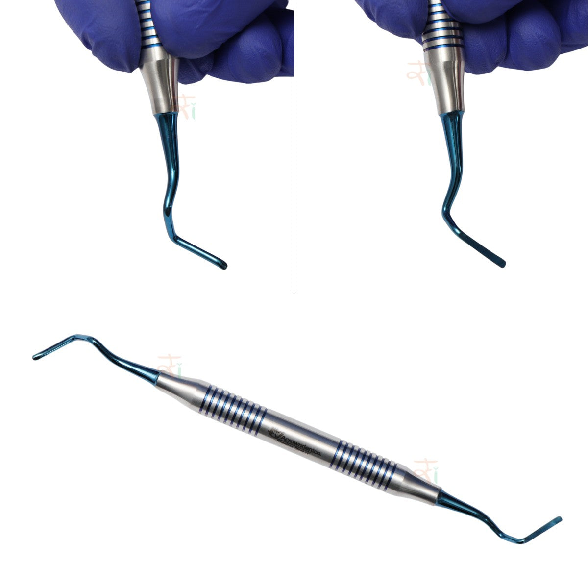 Sinus Lifting Instrument Set – 6 Pcs Blue DLC Coated Tips | Hollow Stain-Finish Ring Handles #SLIBDLCK6