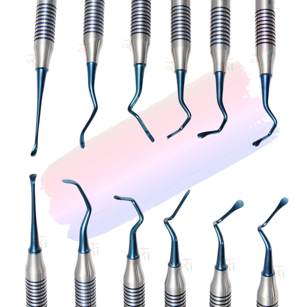 Sinus Lifting Instrument Set – 6 Pcs Blue DLC Coated Tips | Hollow Stain-Finish Ring Handles #SLIBDLCK6