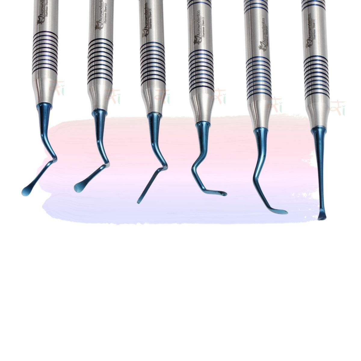 Sinus Lifting Instrument Set – 6 Pcs Blue DLC Coated Tips | Hollow Stain-Finish Ring Handles #SLIBDLCK6