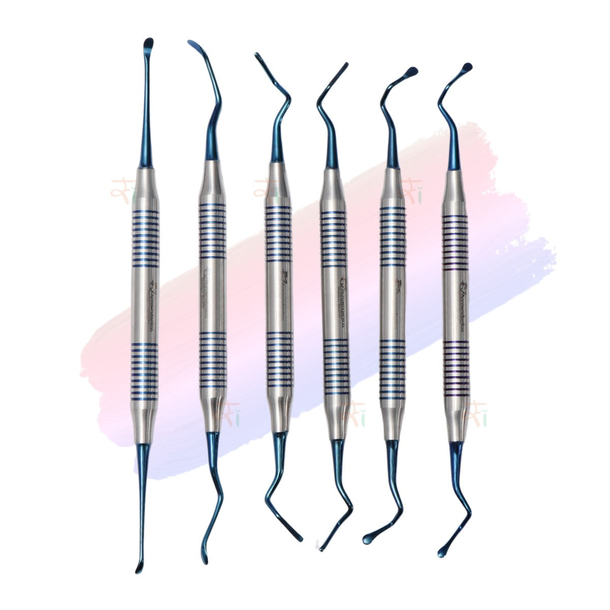 Sinus Lifting Instrument Set – 6 Pcs Blue DLC Coated Tips | Hollow Stain-Finish Ring Handles #SLIBDLCK6