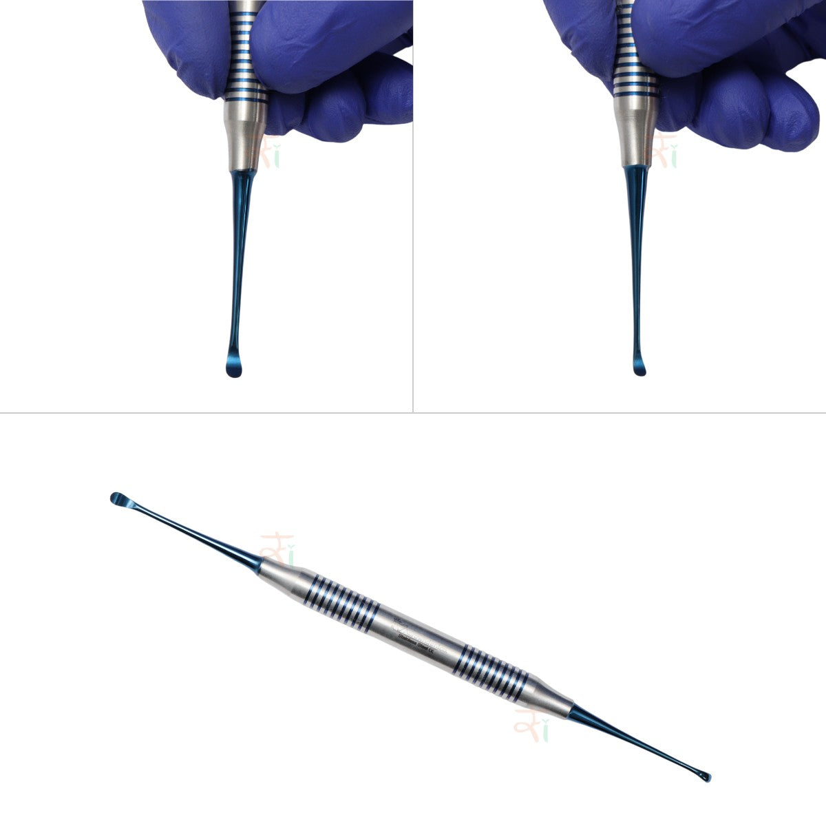 Sinus Lifting Instrument Set – 6 Pcs Blue DLC Coated Tips | Hollow Stain-Finish Ring Handles #SLIBDLCK6