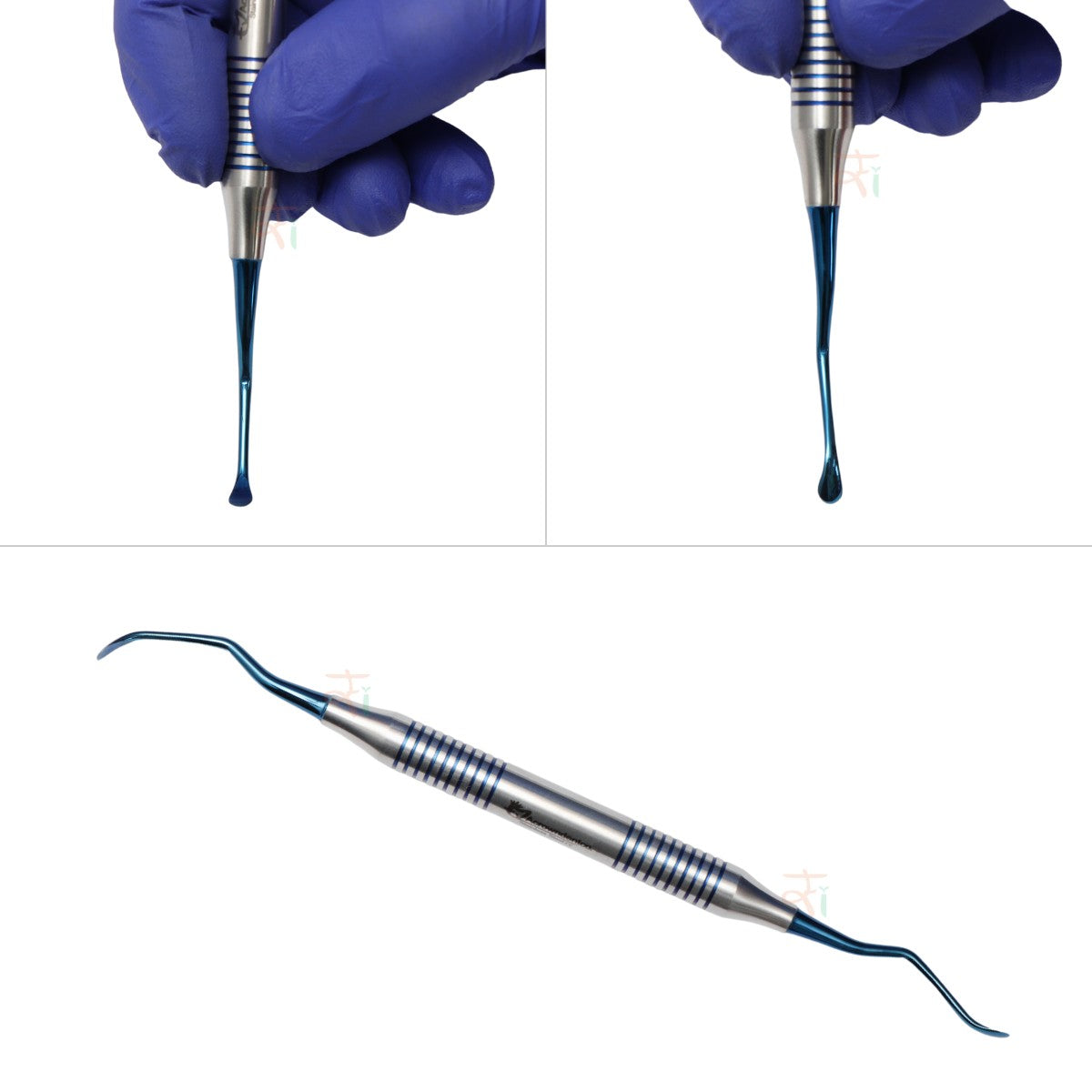 Sinus Lifting Instrument Set – 6 Pcs Blue DLC Coated Tips | Hollow Stain-Finish Ring Handles #SLIBDLCK6