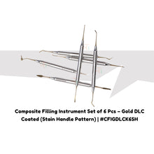 Composite Filling Instrument Set of 6 Pcs – Gold DLC Coated (Stain Handle Pattern) | #CFIGDLCK6SH