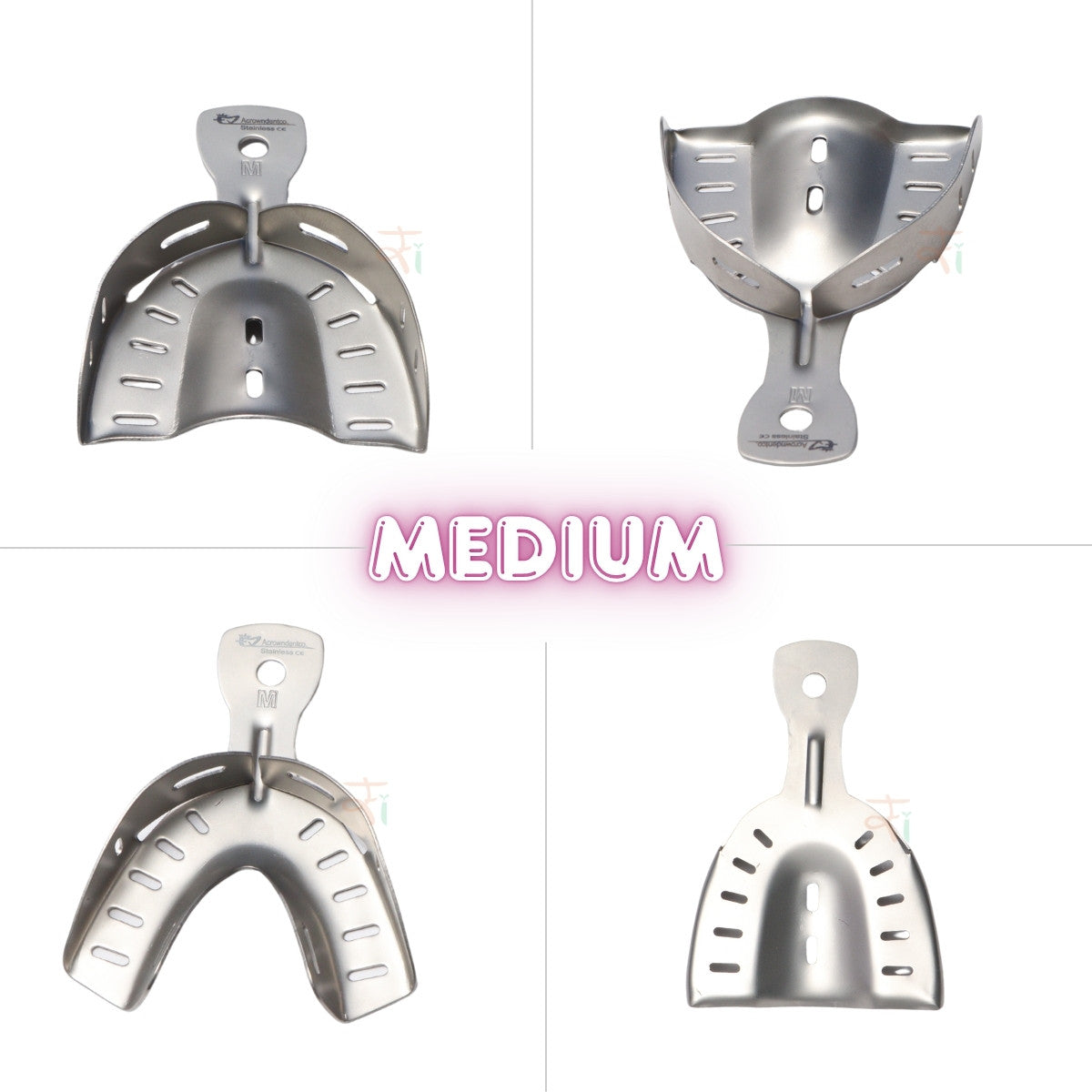 Premium Deep Impression Trays – Dentulous Perforated Satin Finish Surface Set (6 Pcs)  Model: DITDPK6P