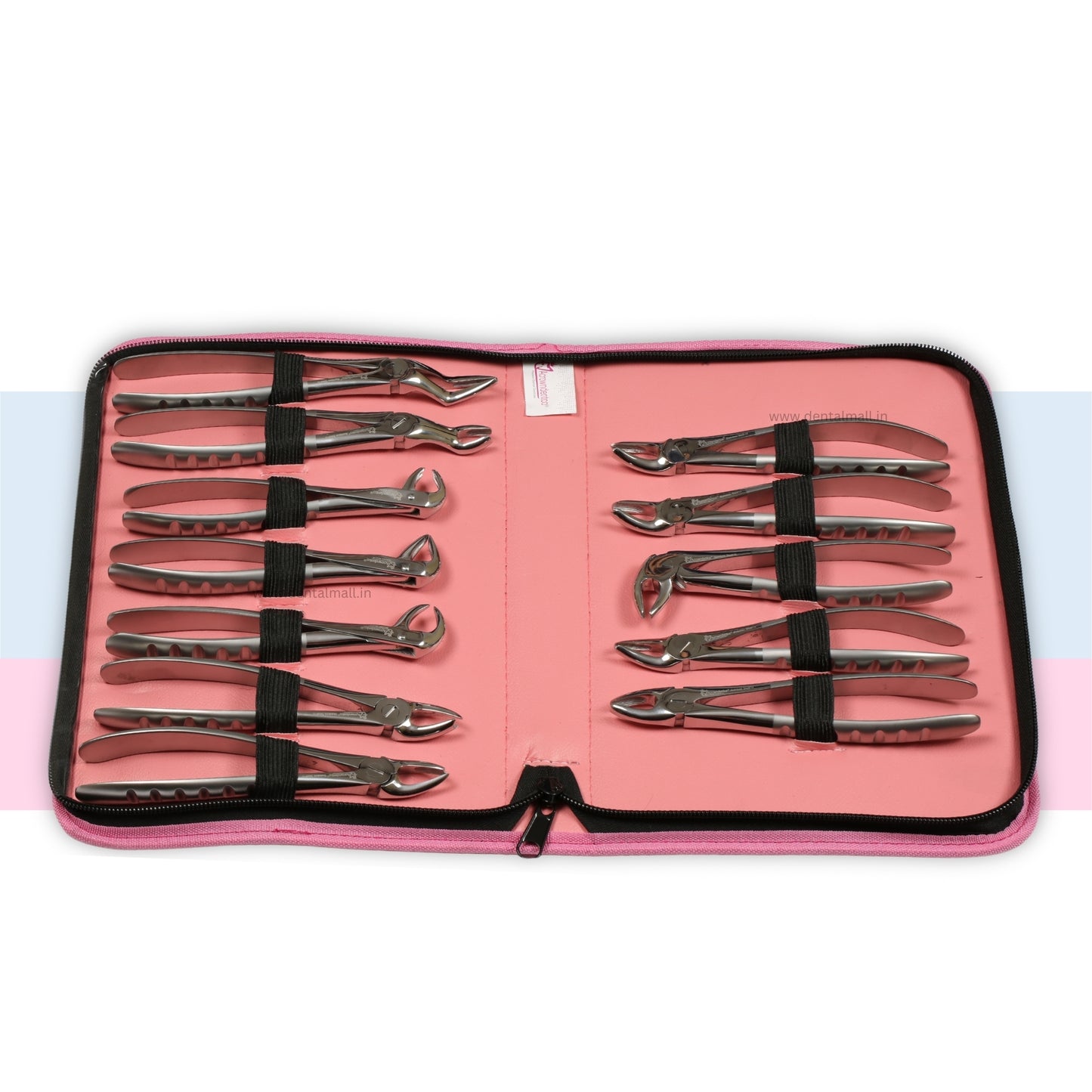 Extraction Tooth Forceps Kit Premium Quality Finger Pattern with Cut Handle Matte Sandblasting Finish, Set of 12 Pcs